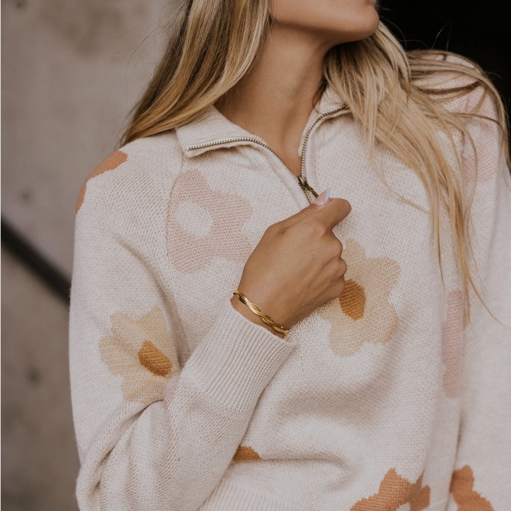 ROOLEE Halley Floral Quarter Zip Pullover